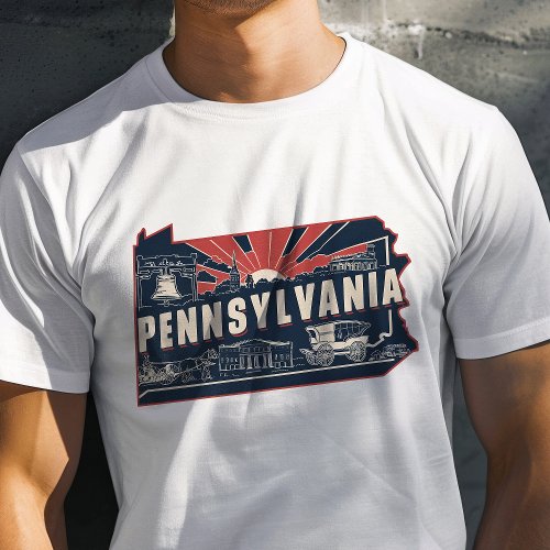 Retro Travel Iconic Pennsylvania Graphic T_Shirt