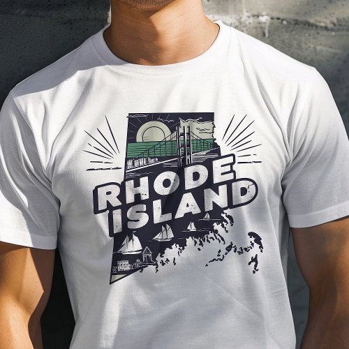 Retro Travel Iconic Rhode Island Graphic T_Shirt