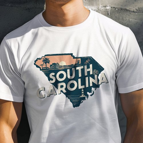Retro Travel Iconic South Carolina Graphic T_Shirt