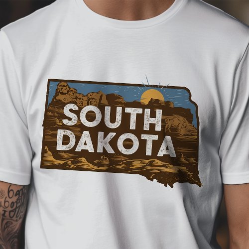 Retro Travel Iconic South Dakota Graphic T_Shirt