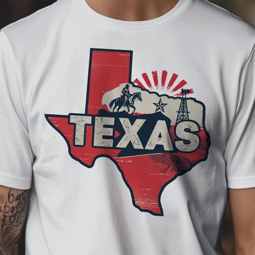 Retro Travel Iconic Texas Graphic T_Shirt