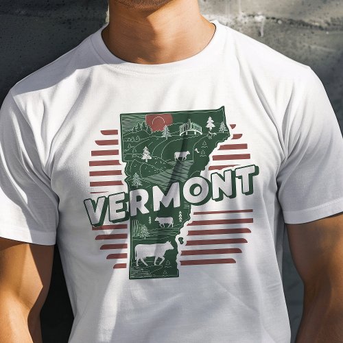 Retro Travel Iconic Vermont Graphic T_Shirt