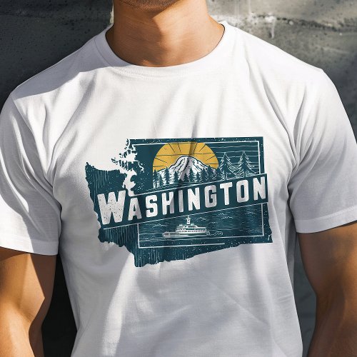 Retro Travel Iconic Washington Graphic T_Shirt