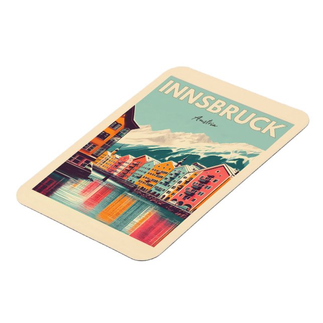 Retro travel Innsbruck Tyrol - Austrian alps gifts Magnet (Left Side)