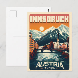 Retro travel Innsbruck Tyrol - Austrian alps gifts Postcard