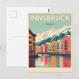 Retro travel Innsbruck Tyrol - Austrian alps gifts Postcard