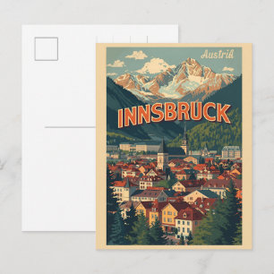 Retro travel Innsbruck Tyrol - Austrian alps gifts Postcard