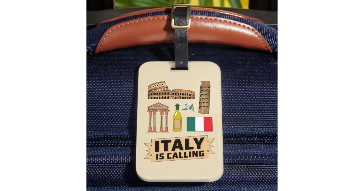 Retro Travel Italy Iconic National Symbols Luggage Tag | Zazzle
