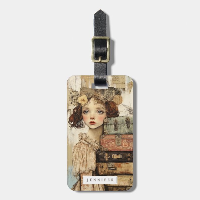 Retro Travel Luggage Tags (Front Vertical)