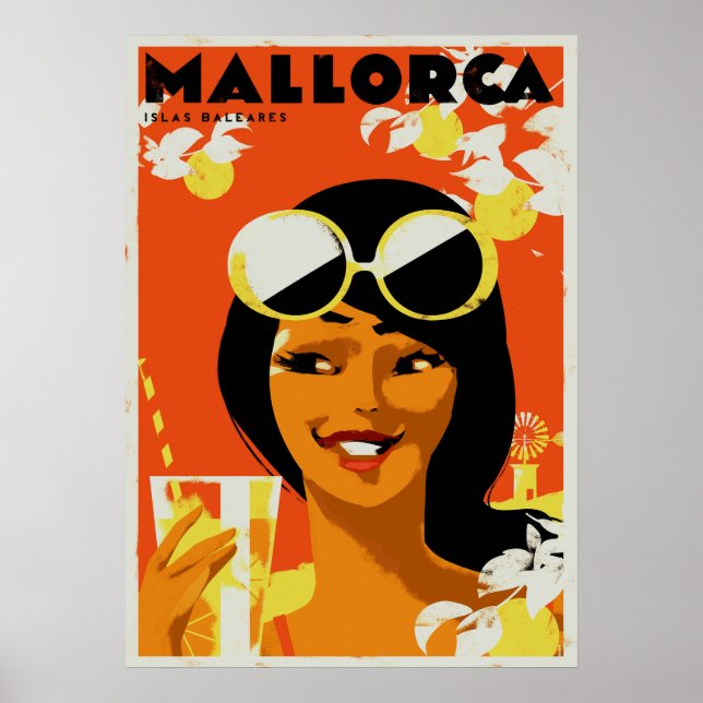 Retro Travel - Mallorca Balearic Islands Spain Poster (Front)