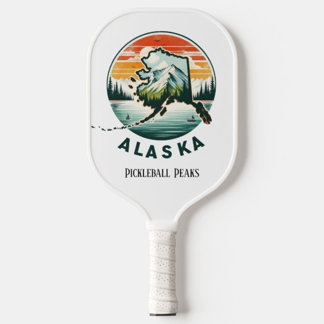 Retro Travel Map of Alaska State   Pickleball Paddle (Front)