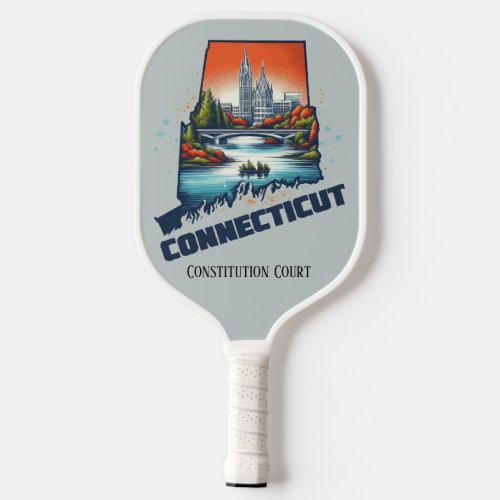 Retro Travel Map of Connecticut State   Pickleball Paddle