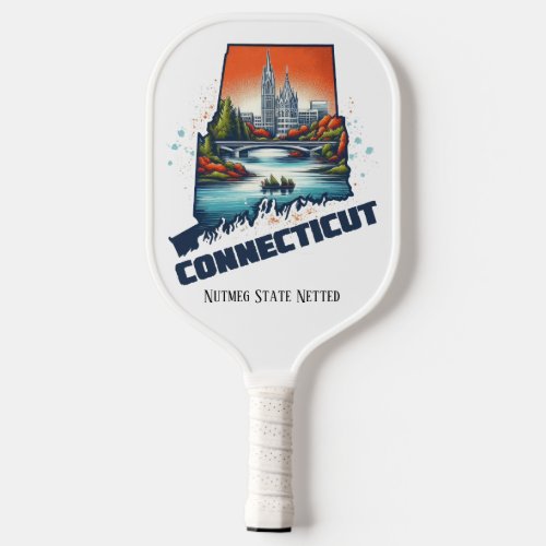 Retro Travel Map of Connecticut State   Pickleball Paddle