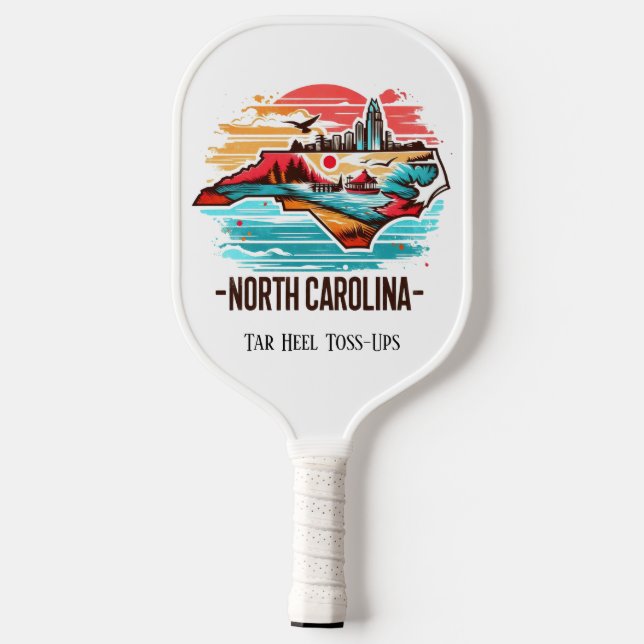 Retro Travel Map of North Carolina State   Pickleball Paddle (Back)