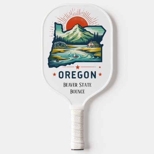 Retro Travel Map of Oregon State   Pickleball Paddle