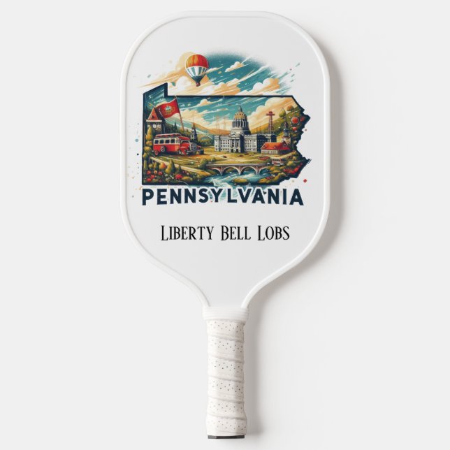 Retro Travel Map of Pennsylvania State   Pickleball Paddle (Front)