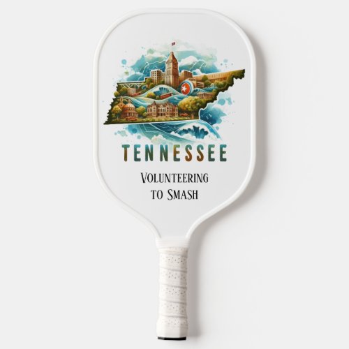 Retro Travel Map of Tennessee State   Pickleball Paddle