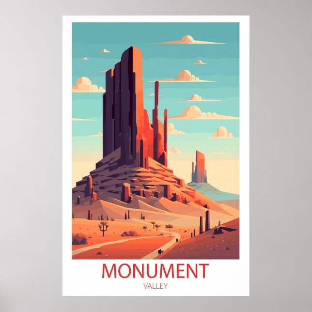 Retro Travel Monument Valley Destination Wall Art (Front)