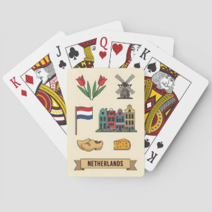 Retro Travel Netherlands Iconic Cultural Symbols Poker Cards