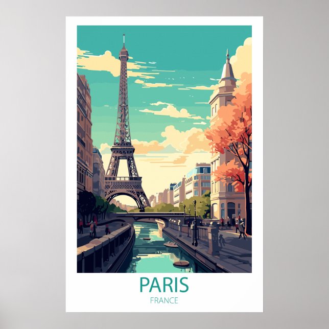 Retro Travel Paris France Destination Wall Art (Front)