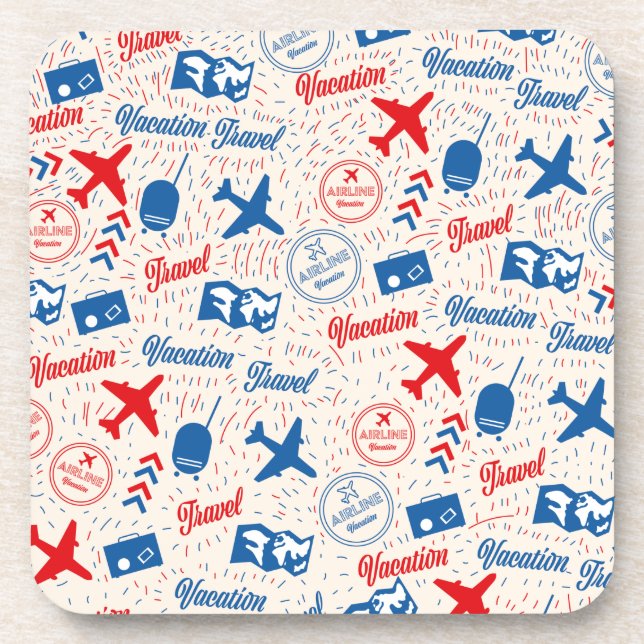 Retro travel pattern. beverage coaster (Front)