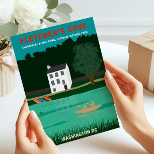 Retro Travel Poster Fletcher's Cove Washington DC Letterpress Thank You Card