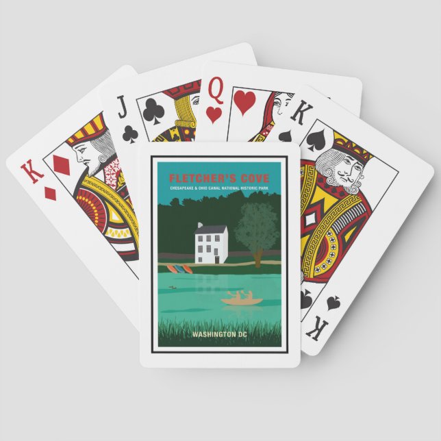 Retro Travel Poster Fletcher's Cove Washington DC Poker Cards (Back)
