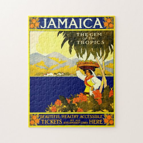 Retro Travel Poster Jamaica Jigsaw Puzzle