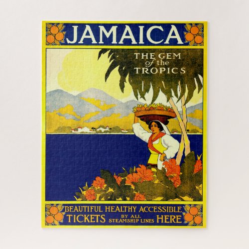 Retro Travel Poster Jamaica Jigsaw Puzzle