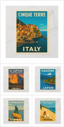 Retro Travel Themed Postcards