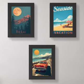 Retro Travel Wall Art Set of 3 – Vintage Style