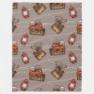 Retro Traveler & Cameraman Essentials Fleece Blanket