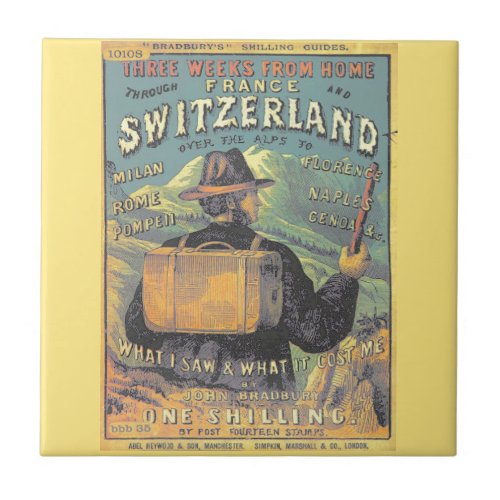 Retro Travelers Guide to Switzerland Cover Artwork Ceramic Tile