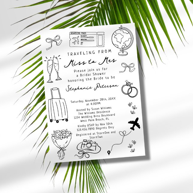 Retro Traveling from Miss to Mrs Bridal Shower Invitation (Creator Uploaded)