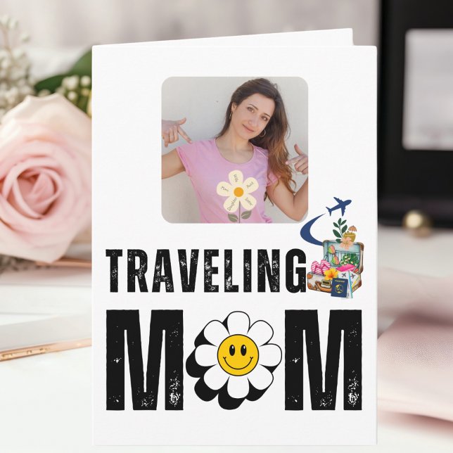 Retro Traveling Mom Cute Fun Travel Photo Custom  Card (Creator Uploaded)