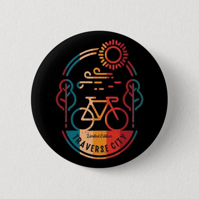 Retro Traverse City Bike Trail Button (Front)