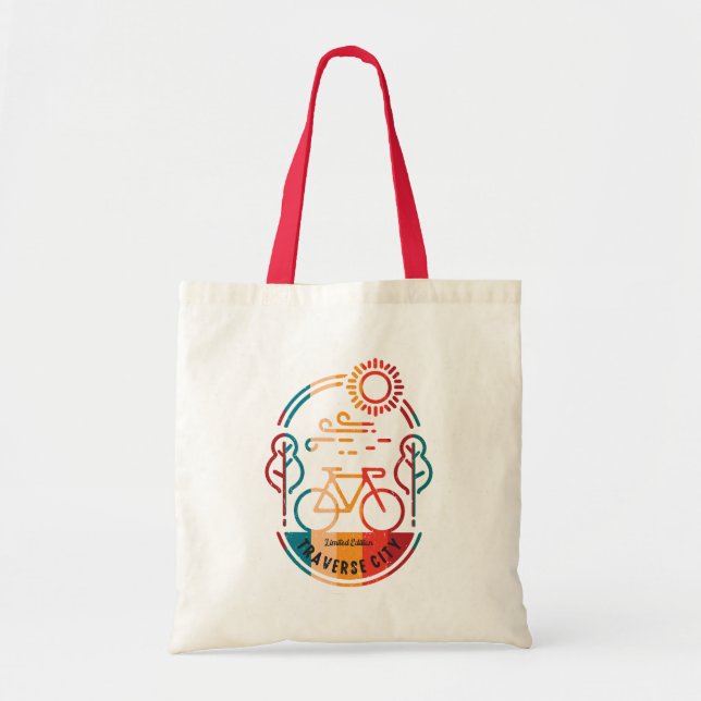 Retro Traverse City Bike Trail Tote Bag (Front)