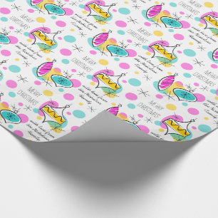 Retro Tree Baubles 2 Text wrapping paper