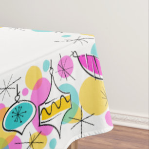 Retro Tree Baubles border tablecloth 60x104