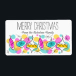 Retro Tree Baubles Christmas label large<br><div class="desc">A fun, festive, stylish design with a retro touch inspired by the mid-century glass baubles and coloured fairy lights that decorated my childhood Christmas trees. A customizable design for you to personalise with your own text, images and ideas. An original digital art image created by Jess Perry at QuirkyChic Retro....</div>