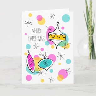 Retro Tree Baubles Christmas vertical Holiday Card