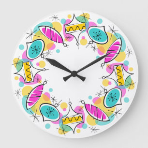 Retro Tree Baubles Circle clock