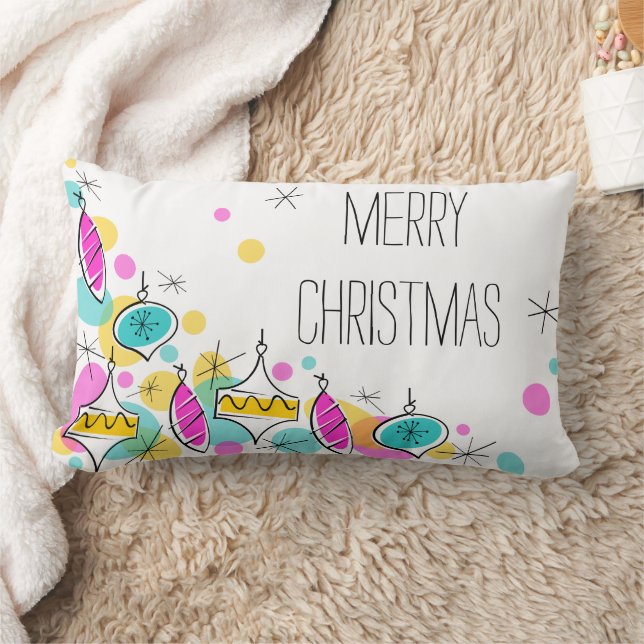 Retro Tree Baubles Corner Christmas lumbar Lumbar Pillow (Blanket)