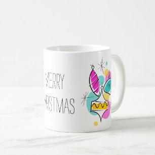 Retro Tree Baubles Group Christmas mug