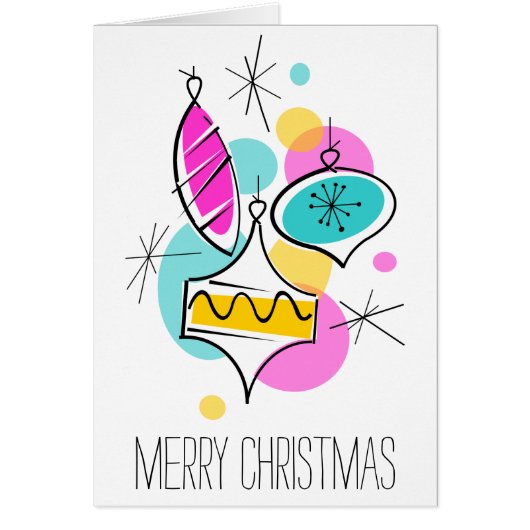 Retro Tree Baubles Group Christmas vertical Cards (Front)