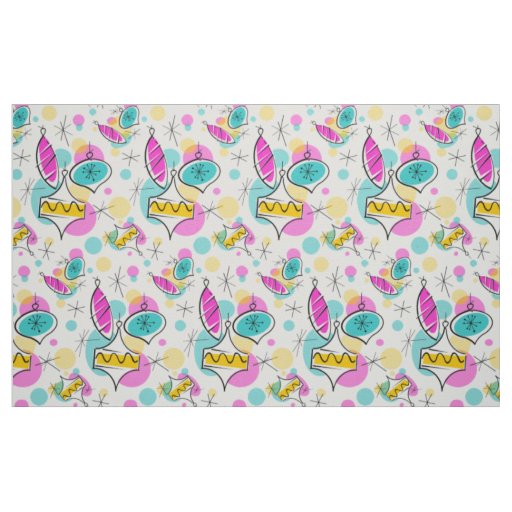 Retro Tree Baubles large pattern Fabric