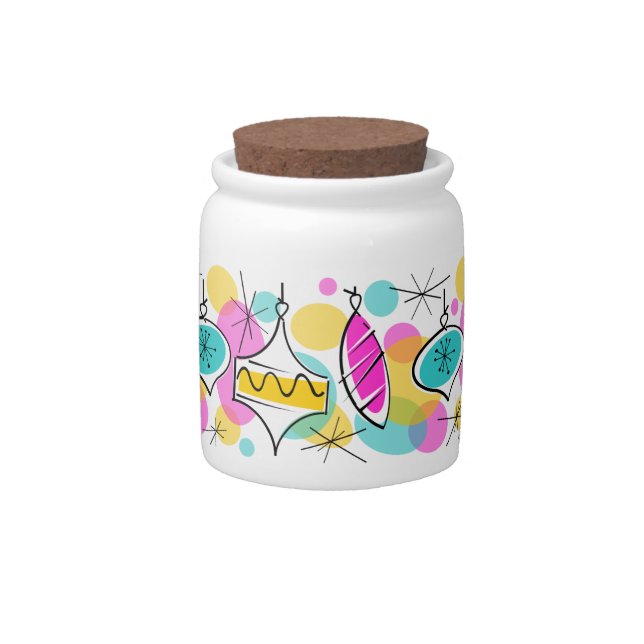 Retro Tree Baubles Line candy jar (Front)