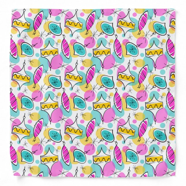Retro Tree Baubles Multi bandana (Front)
