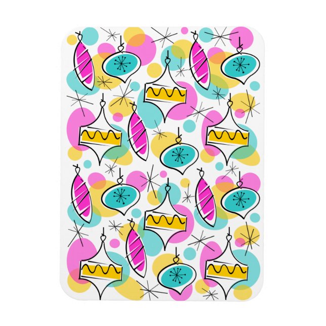 Retro Tree Baubles Multi flexible magnet vertical (Vertical)