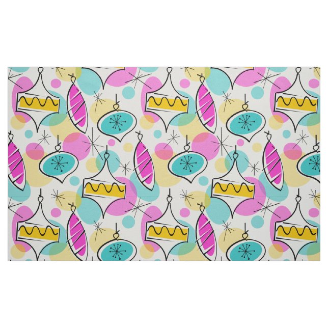 Retro Tree Baubles Multi large pattern Fabric (Fat Quarter)